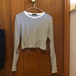 striped cropped long sleeve shirt